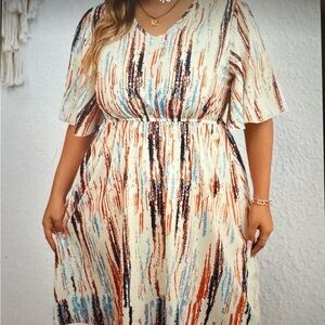 V-Neck Print Pattern Dress